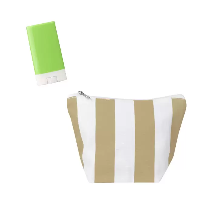 SET PUBLICITAIRE TROUSSE ET STICK 'SOLY' - beige/vert