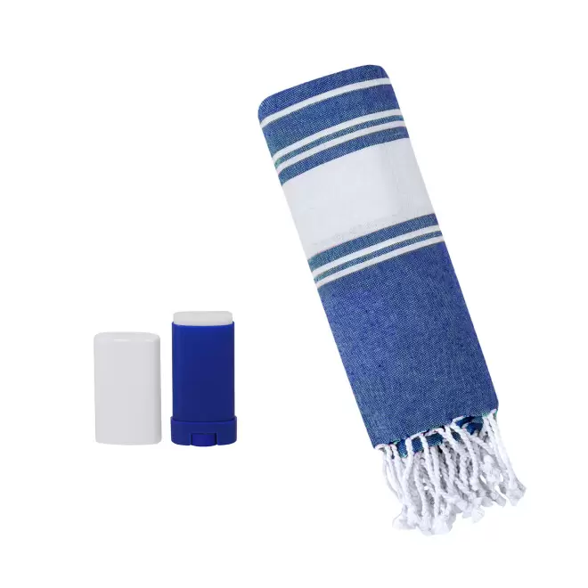 SET STICK SOLAIRE SPF30 ET FOUTA PERSONNALISABLE 'PLAHY' - bleu foncé
