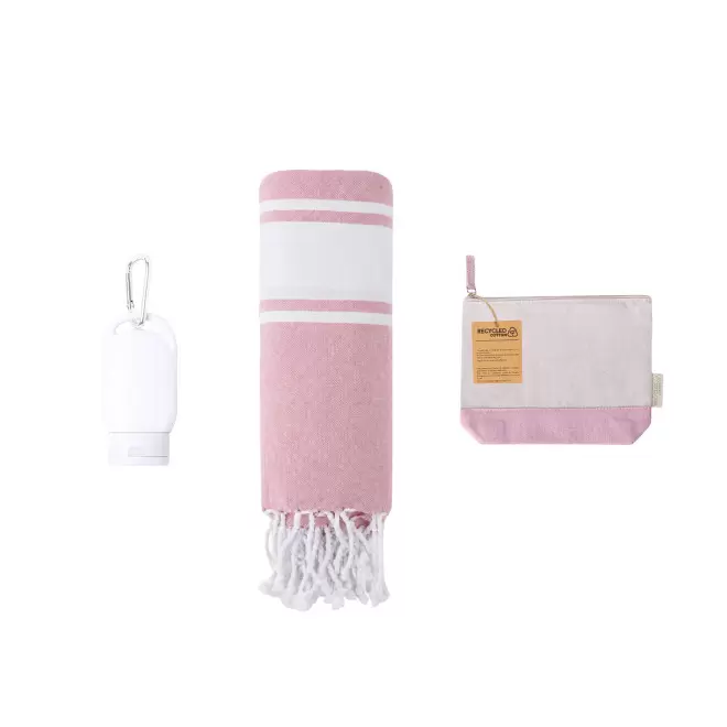 SET PUBLICITAIRE TROUSSE ET ACCESSOIRES ETE 'BRONDZ' - fuchsia/blanc