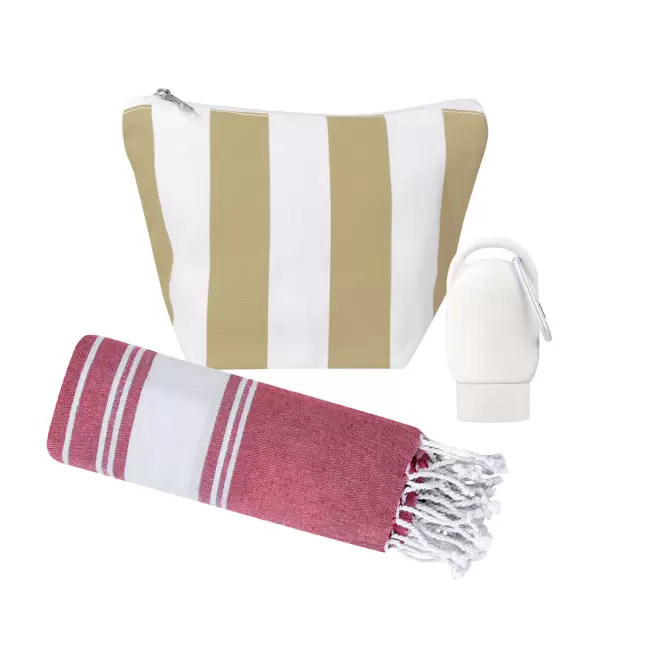 SET TROUSSE ET ACCESSOIRES ETE PERSONNALISABLE 'SOLYO' - beige/blanc/rouge