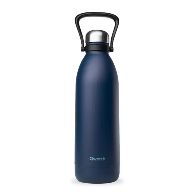 BOUTEILLE ISOTHERME 1,5 L QWETCH® POIGNEE PERSONNALISABLE - bleu marine