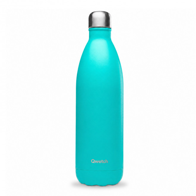 BOUTEILLE ISOTHERME 1L QWETCH® PERSONNALISABLE - bleu lagon