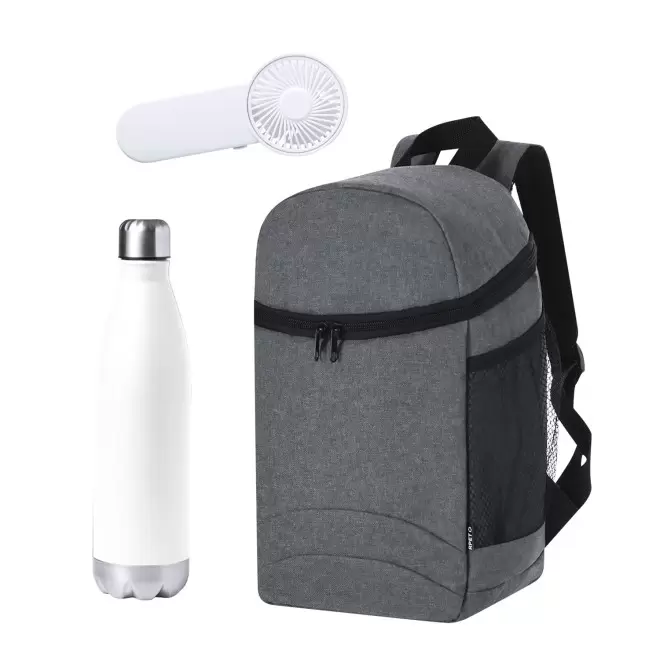 SET SAC BOUTEILLE ET VENTILATEUR PERSONNALISABLE 'PRAUTEC' - blanc