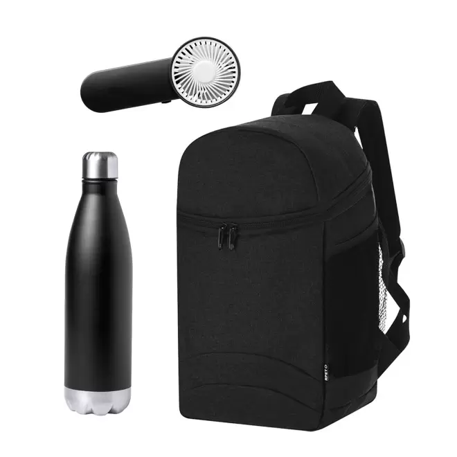 SET SAC BOUTEILLE ET VENTILATEUR PERSONNALISABLE 'PRAUTEC' - noir