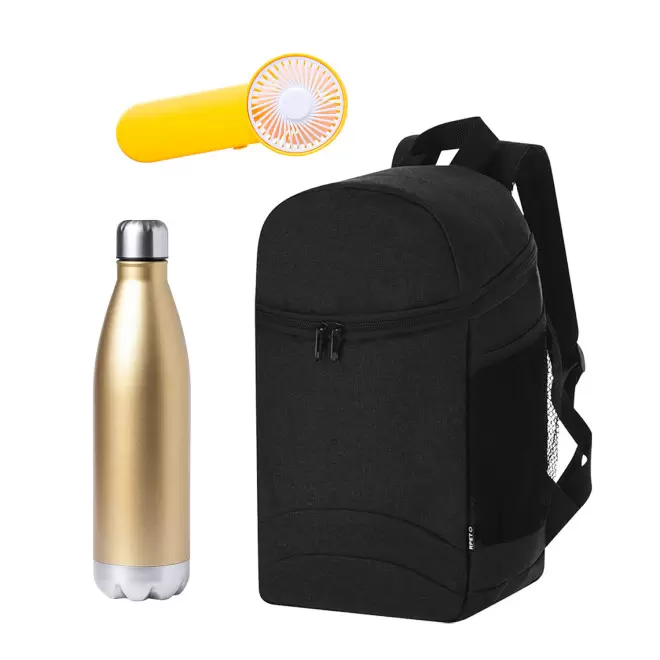 SET SAC BOUTEILLE ET VENTILATEUR PERSONNALISABLE 'PRAUTEC' - jaune