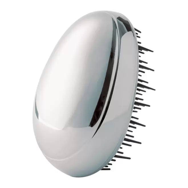 BROSSE A CHEVEUX GALET PERSONNALISABLE 'TAHA' - argenté