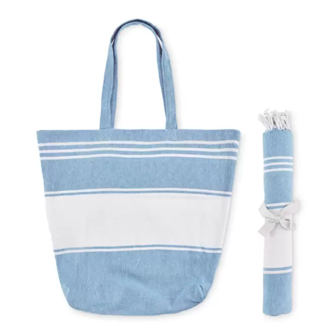 SET FOUTA SAC PERSONNALISE 'CAREO PLAGE'-MARQUAGE ESAT - turquoise