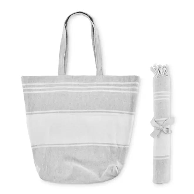 SET FOUTA SAC PERSONNALISE 'CAREO PLAGE'-MARQUAGE ESAT - gris