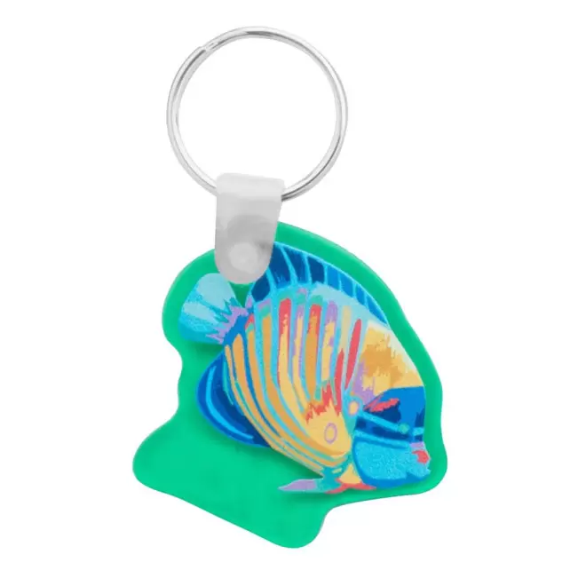 PORTE-CLÉS PUBLICITAIRE SUR MESURE EN ACRYLIQUE RIGIDE 'OLEIRAS' - vert transparent