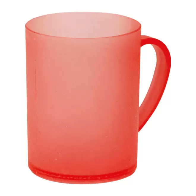 MUG PUBLICITAIRE EN POLYPROPYLENE 'CUP MUG 25' - transparent givré rouge