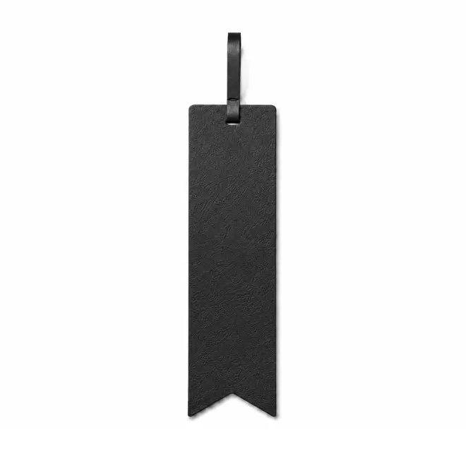MARQUE PAGE PERSONNALISE EN CUIR RECYCLE 'FABY' - noir satin