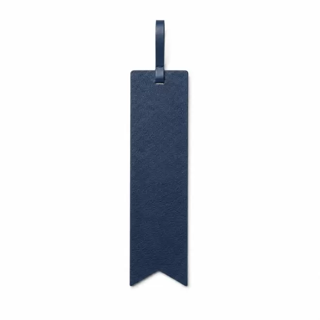 MARQUE PAGE PERSONNALISE EN CUIR RECYCLE 'FABY' - bleu nuit