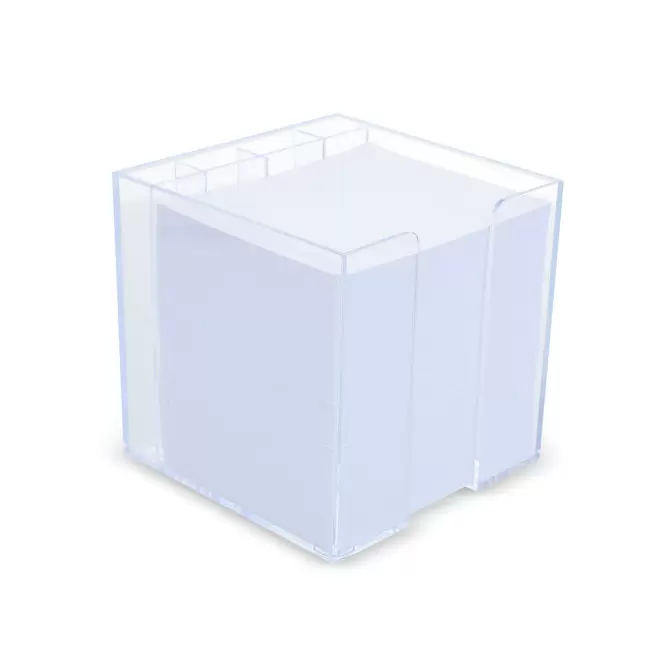 BLOC PAPIER POT A CRAYON PERSONNALISE 'CUBI POT' - transparent