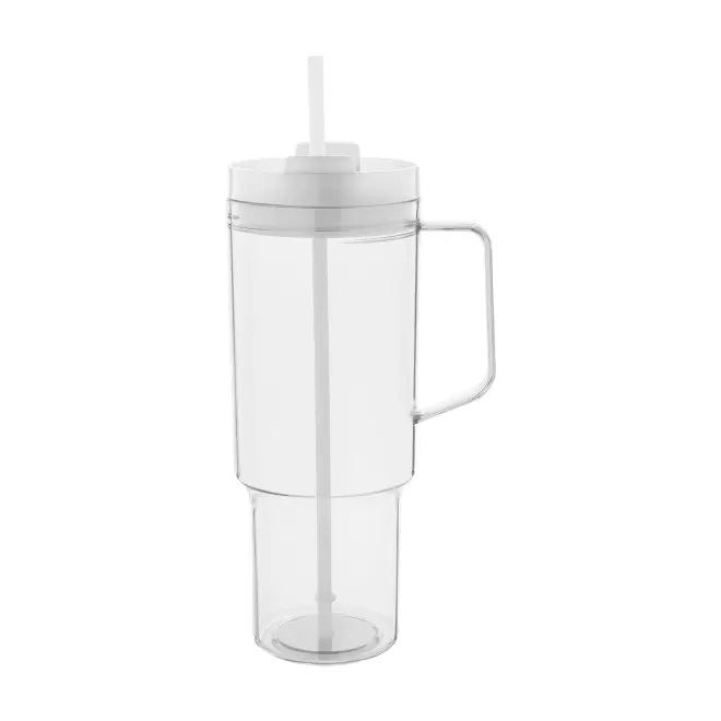 MUG RPET POIGNEE ET PAILLE 1.2L PERSONNALISABLE 'TRADRINK' - transparent