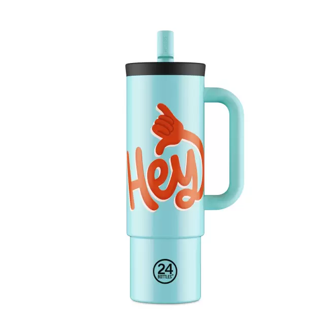 MUG 800 ML PERSONNALISABLE 'STRAW CUP 24BOTTLES' - hey bleu