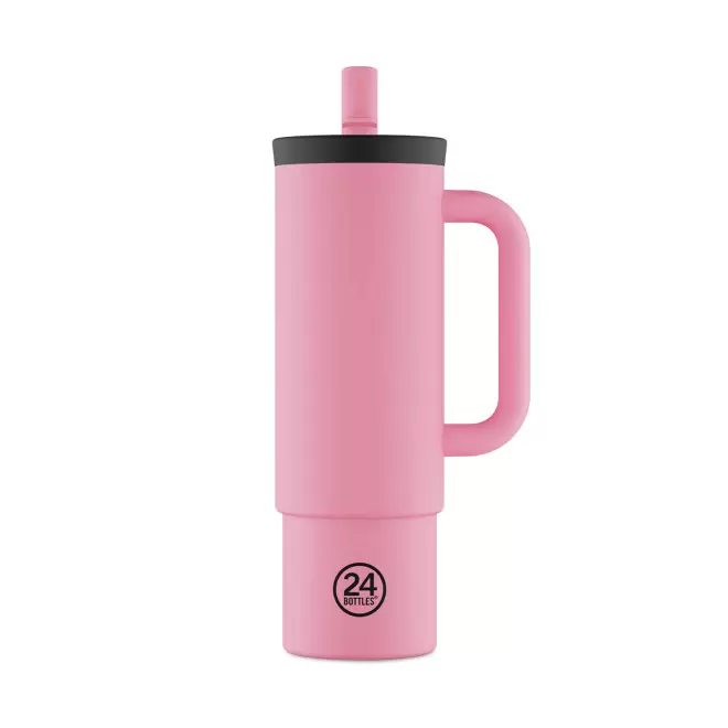 MUG 800 ML PERSONNALISABLE 'STRAW CUP 24BOTTLES' - rose pastel