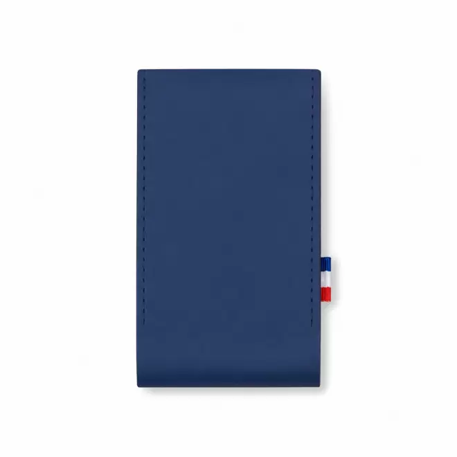 ETUI AVEC MIROIR CUIR RECYCLE PERSONNALISABLE 'FABY' - bleu nuit