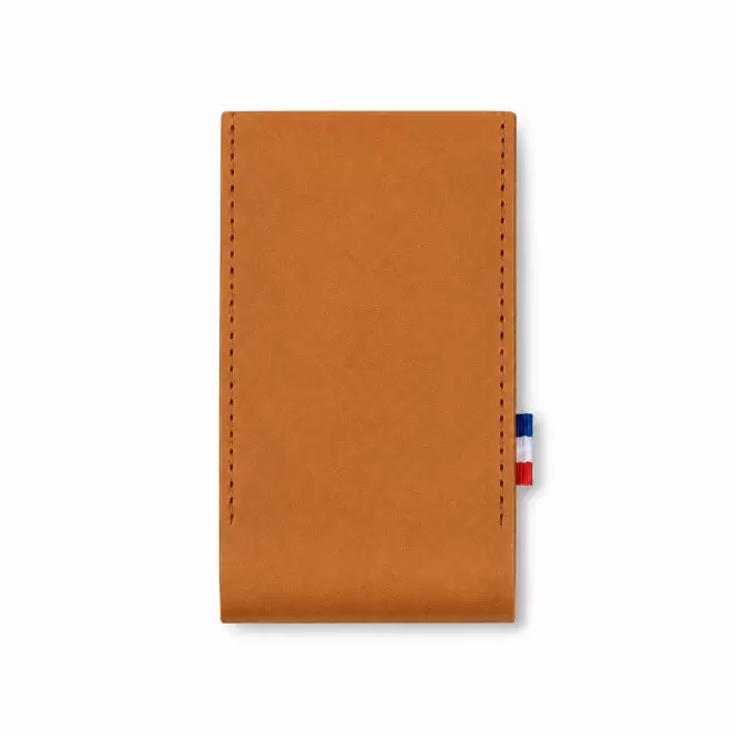 ETUI AVEC MIROIR CUIR RECYCLE PERSONNALISABLE 'FABY' - nature