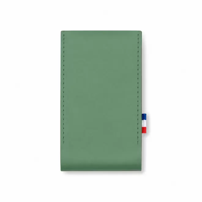 ETUI AVEC MIROIR CUIR RECYCLE PERSONNALISABLE 'FABY' - vert