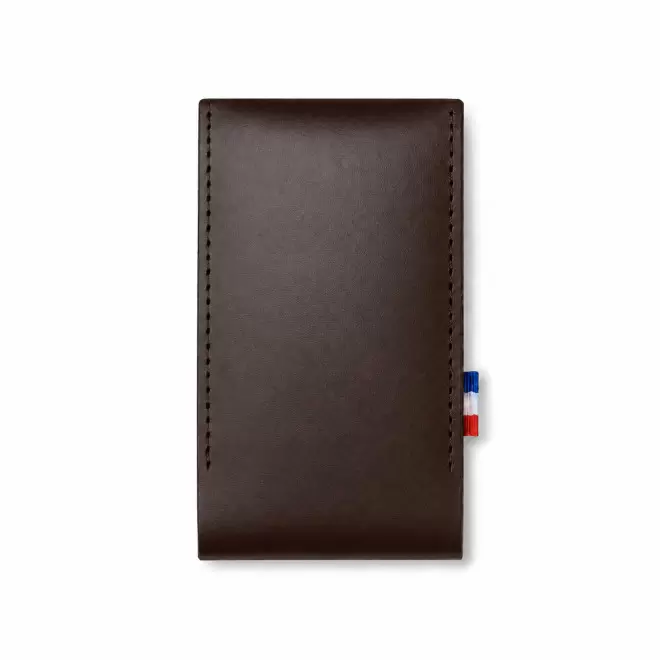 ETUI AVEC MIROIR CUIR RECYCLE PERSONNALISABLE 'FABY' - chocolat