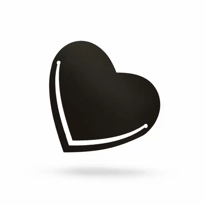 MARQUE PAGE PUBLICITAIRE COEUR EN CUIR RECYCLE 'FABY' - noir satin