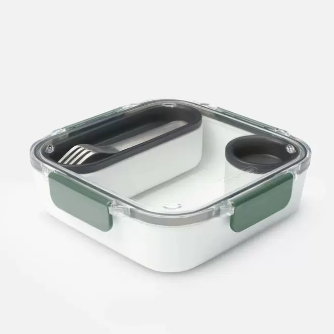 LUNCH BOX AVEC COUVERT PERSONNALISABLE 'BLUM' - olive