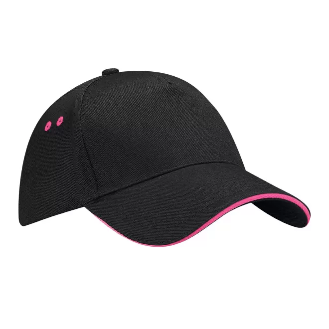 CASQUETTE BEECHFIELD PERSONNALISABLE 'SANDWICH PEAK' - noir/rose