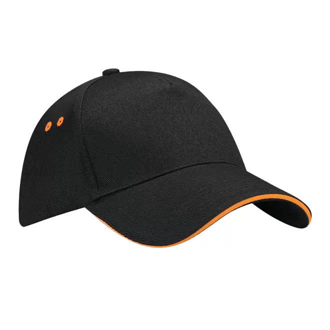 CASQUETTE BEECHFIELD PERSONNALISABLE 'SANDWICH PEAK' - noir/orange