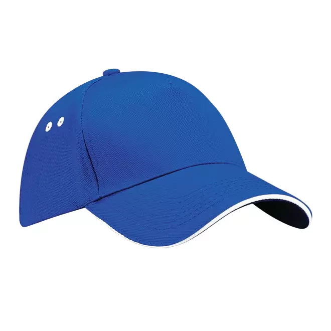 CASQUETTE BEECHFIELD PERSONNALISABLE 'SANDWICH PEAK' - bleu royal/blanc