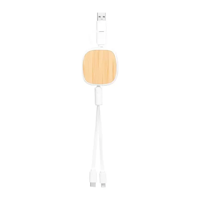 CABLE PERSONNALISABLE 'ONTARIO ENROULEUR BOIS CARRE' - blanc/marron