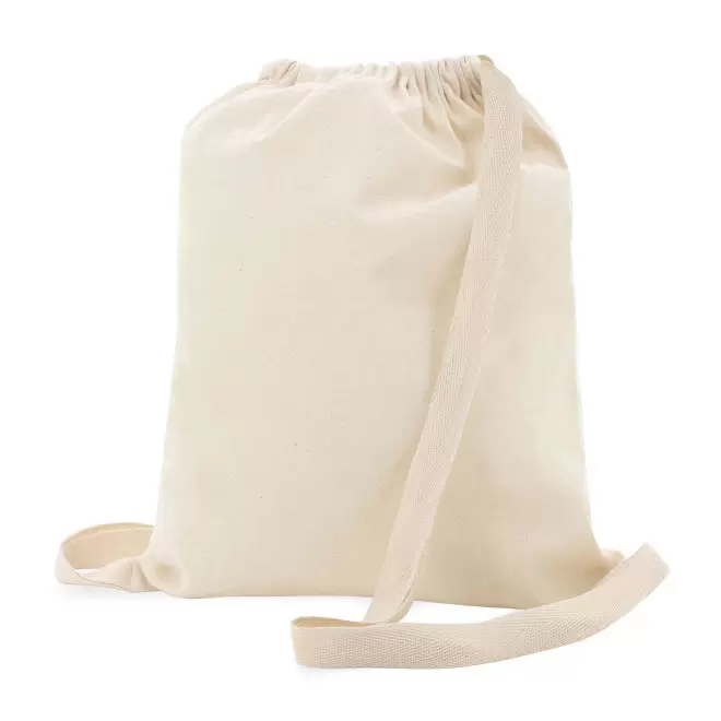 SAC A DOS COTON CORDELETTE PLATE PUBLICITAIRE 'BRIELLE' - beige