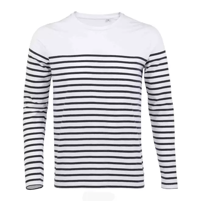 TEE-SHIRT PERSONNALISÉ RAYÉ HOMME 'MATELOT' - blanc/bleu marine
