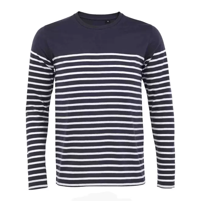 TEE-SHIRT PERSONNALISÉ RAYÉ HOMME 'MATELOT' - marine/blanc
