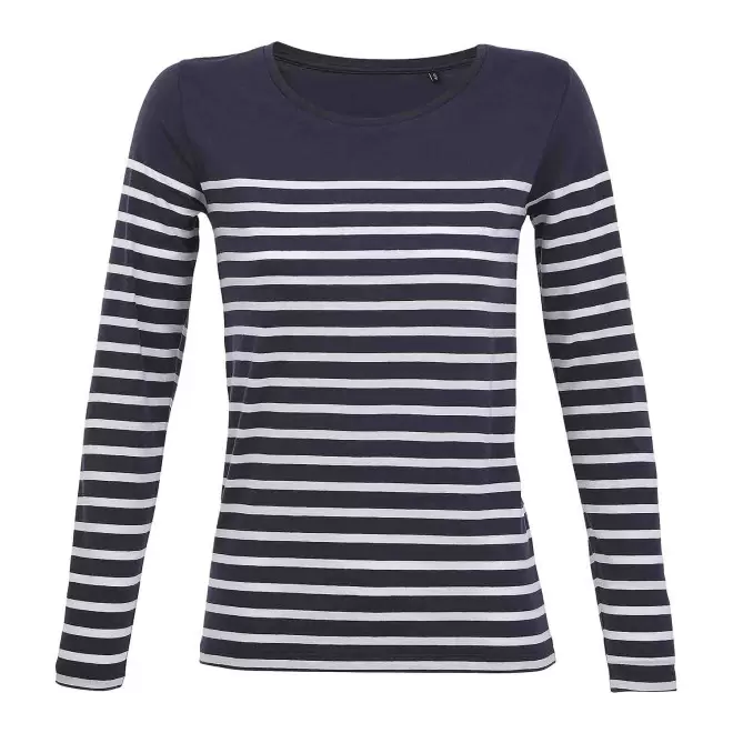 TEE-SHIRT PERSONNALISÉ RAYÉ FEMME 'MATELOT' - french marine/blanc