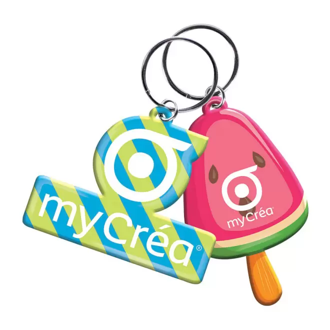 PORTE-CLÉS PUBLICITAIRE SUR-MESURE EN DOMING 'IRIVO' - à la forme