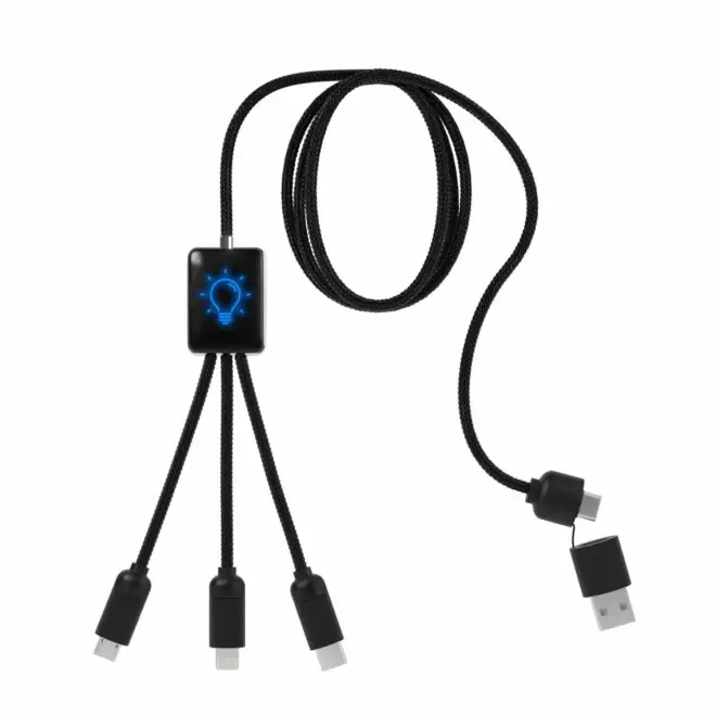 CÂBLE PERSONNALISABLE 5 EN 1 LOGO LUMINEUX 'MERET SMART' - bleu