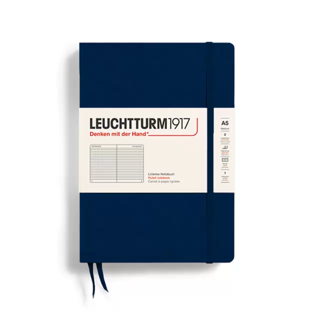 CARNET A5 LEUCHTTURM1917 PERSONNALISE 'MEDIUM A5 LIGNE' - bleu marine