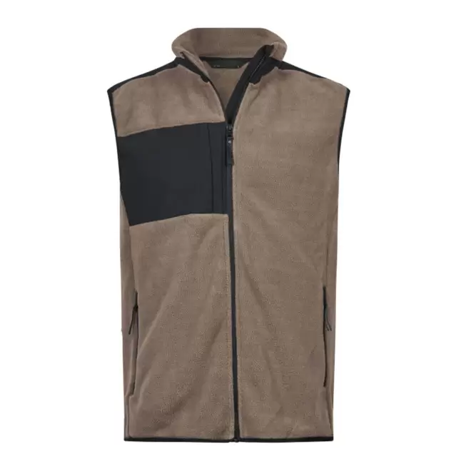 BODYWARMER POLAIRE PERSONNALISE MIXTE 'MOUNTAIN FLEECE' - beige/noir