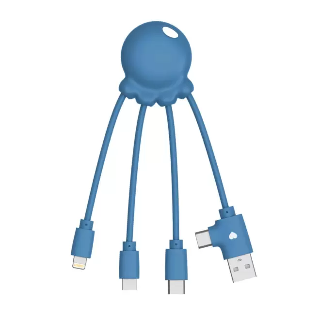 EXP 72H - CABLE DE CHARGE 3 EN 1 PERSONNALISABLE 'OCTOPUS OBP'  - bleu