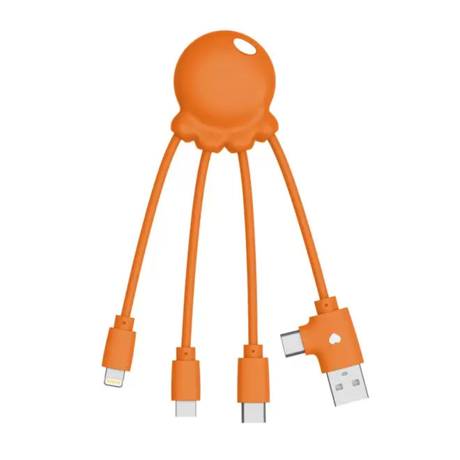 EXP 72H - CABLE DE CHARGE 3 EN 1 PERSONNALISABLE 'OCTOPUS OBP'  - orange