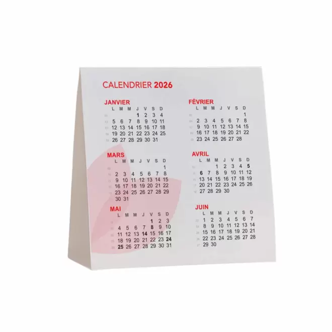 PETIT CALENDRIER CHEVALET PERSONNALISE 'WISSANT' - rouge
