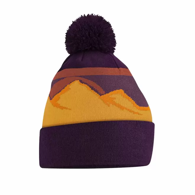 BONNET POMPOM PERSONNALISE 'MOUNTAIN PEAKS' - prune