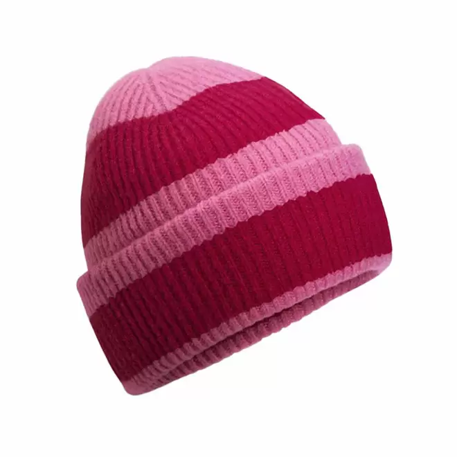 BONNET RAYE BI COLOR PERSONNALISE 'BIPIK' - rouge/rose