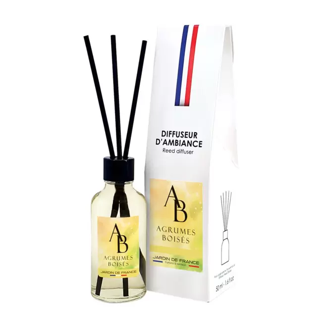 DIFFUSEUR DE PARFUM 50ML PERSONNALISE 'AURA' - agrumes - étui blanc