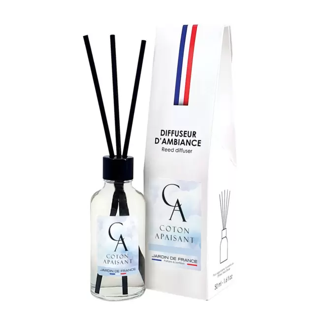 DIFFUSEUR DE PARFUM 50ML PERSONNALISE 'AURA' - coton - étui blanc