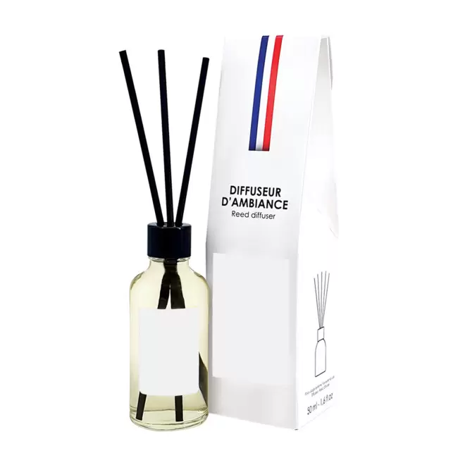 DIFFUSEUR DE PARFUM 50ML PERSONNALISE 'AURA CUSTOM' - agrumes - étui blanc