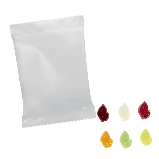 BONBONS GOMME DE FRUITS PERSONNALISABLE 'PIMPY OPAQUE'  - feuille
