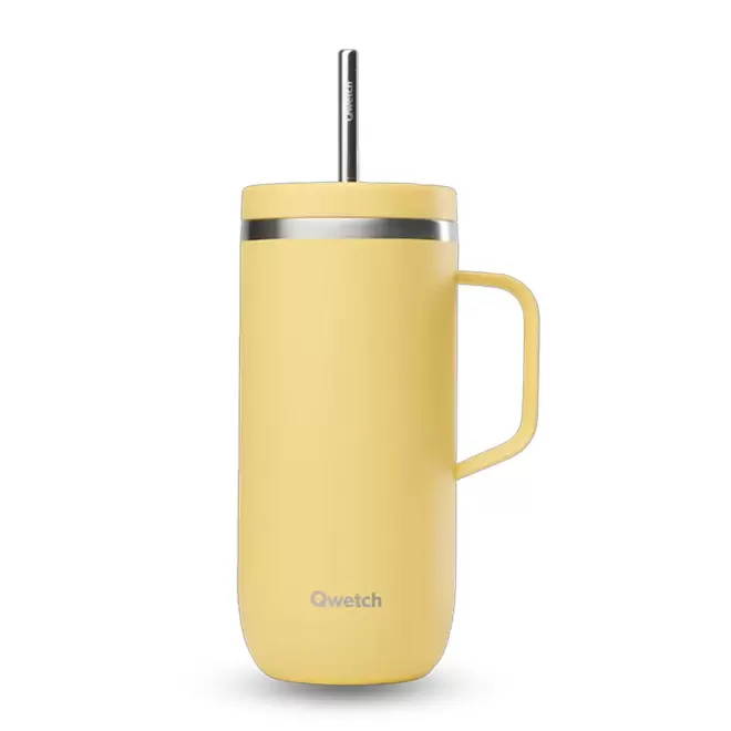 MUG ISOTHERME 600ML PERSONNALISE 'COLD CUP POIGNEE' - citron