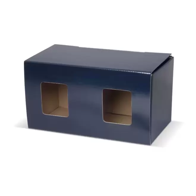 BOITE CADEAU 2 MUGS AVEC FENETRE 'BOITEAU' - bleu