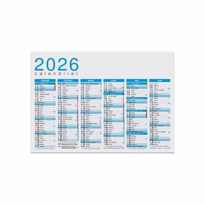 CALENDRIER PAPIER SOUPLE PERSONNALISABLE 'ASTERO RECYCLE' - bleu